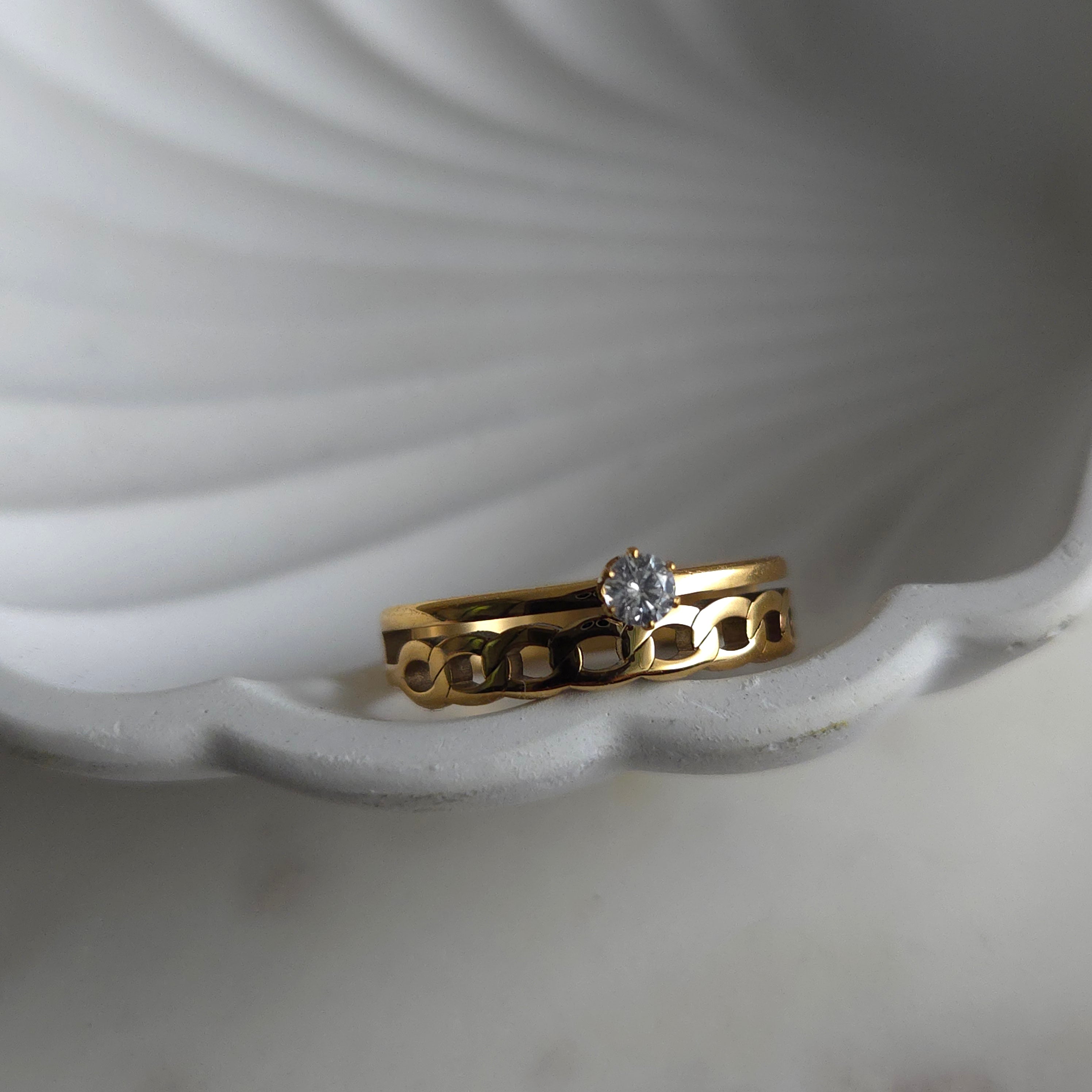 Cuban Solitaire Stack Ring