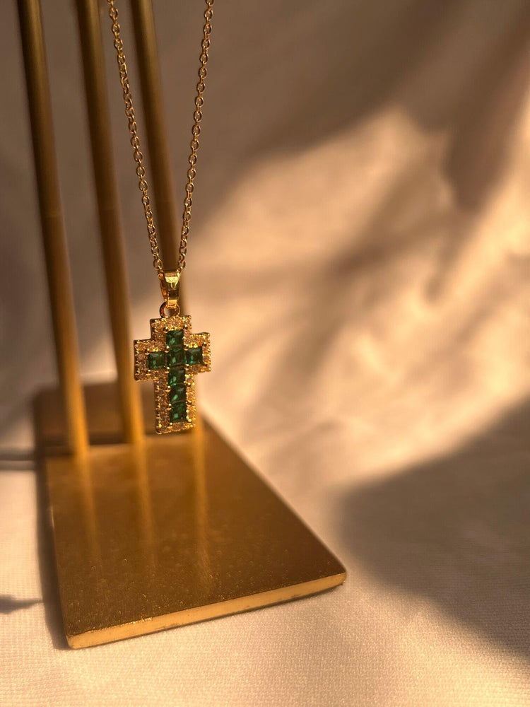 Cross Emerald Necklace