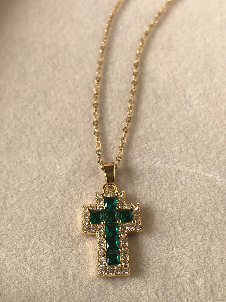 Cross Emerald Necklace