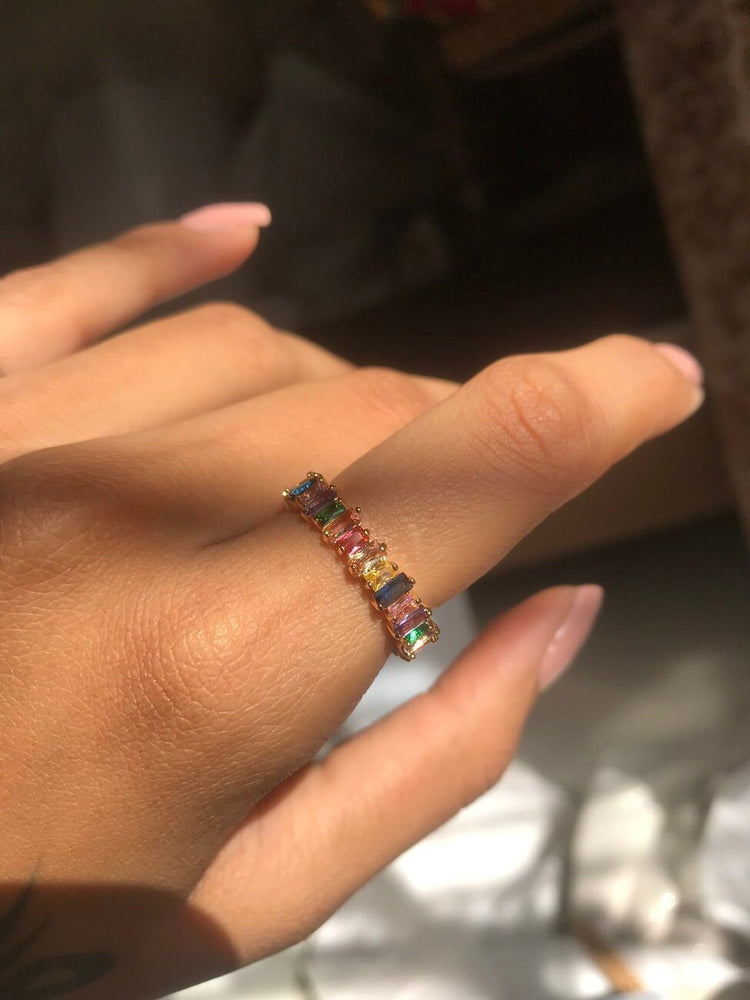 Raina Multi-coloured Baguette Ring